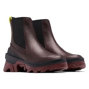 Sorel Brex Chelsea Boots Leather Ankle Booties New Cinder Black Size 7